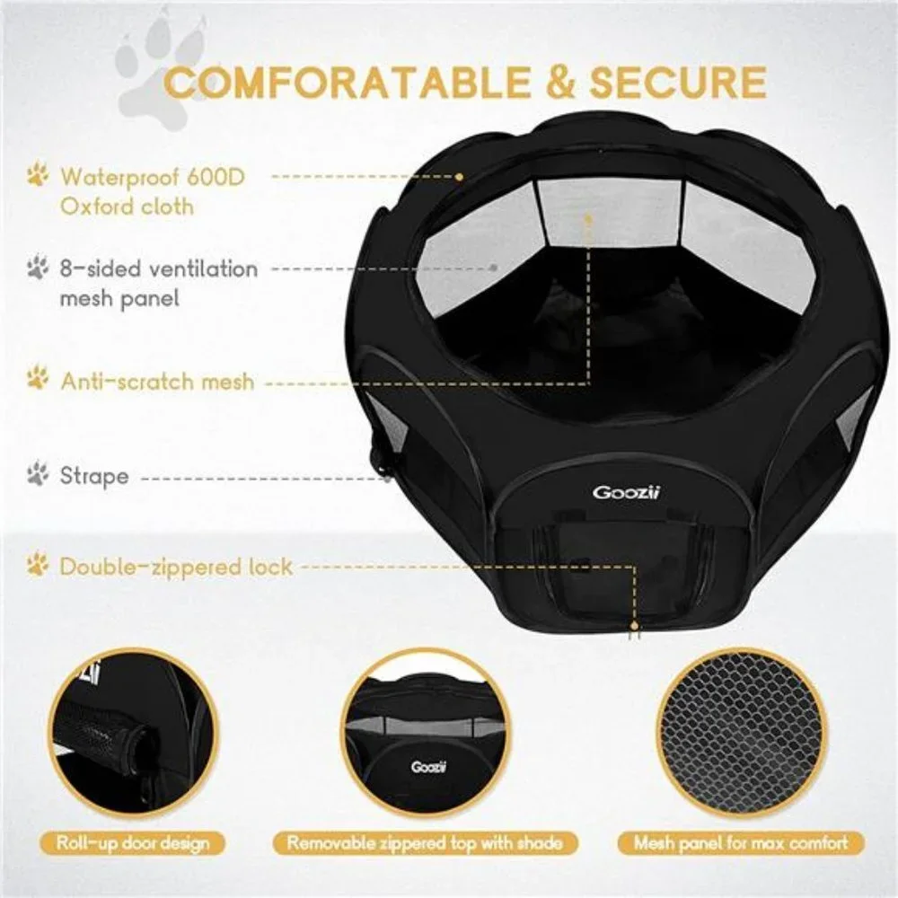 Playpen for Indoor Cats, Portable Foldable Pet Dog Playpen (Black, Small Size)